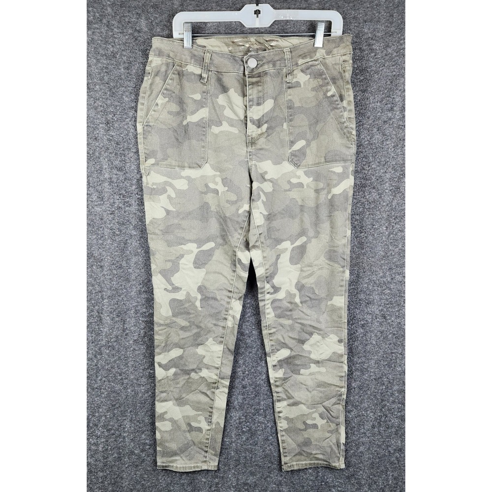 Seven7 Utility Ankle Skinny Pants Women 14 Green Camo Mid Rise Slim Fit